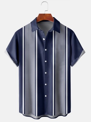 Men's Basic Striped Contrast Short Sleeve Shirt