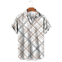 Scottish Plaid Print Casual Short Sleeve Shirt