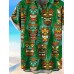 Men's Hawaiian Tiki Icon Print Short Sleeve Shirt